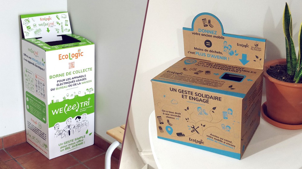 WEeeTRI Box et GSM Box d'Ecologic installées dans les locaux de l'agence.